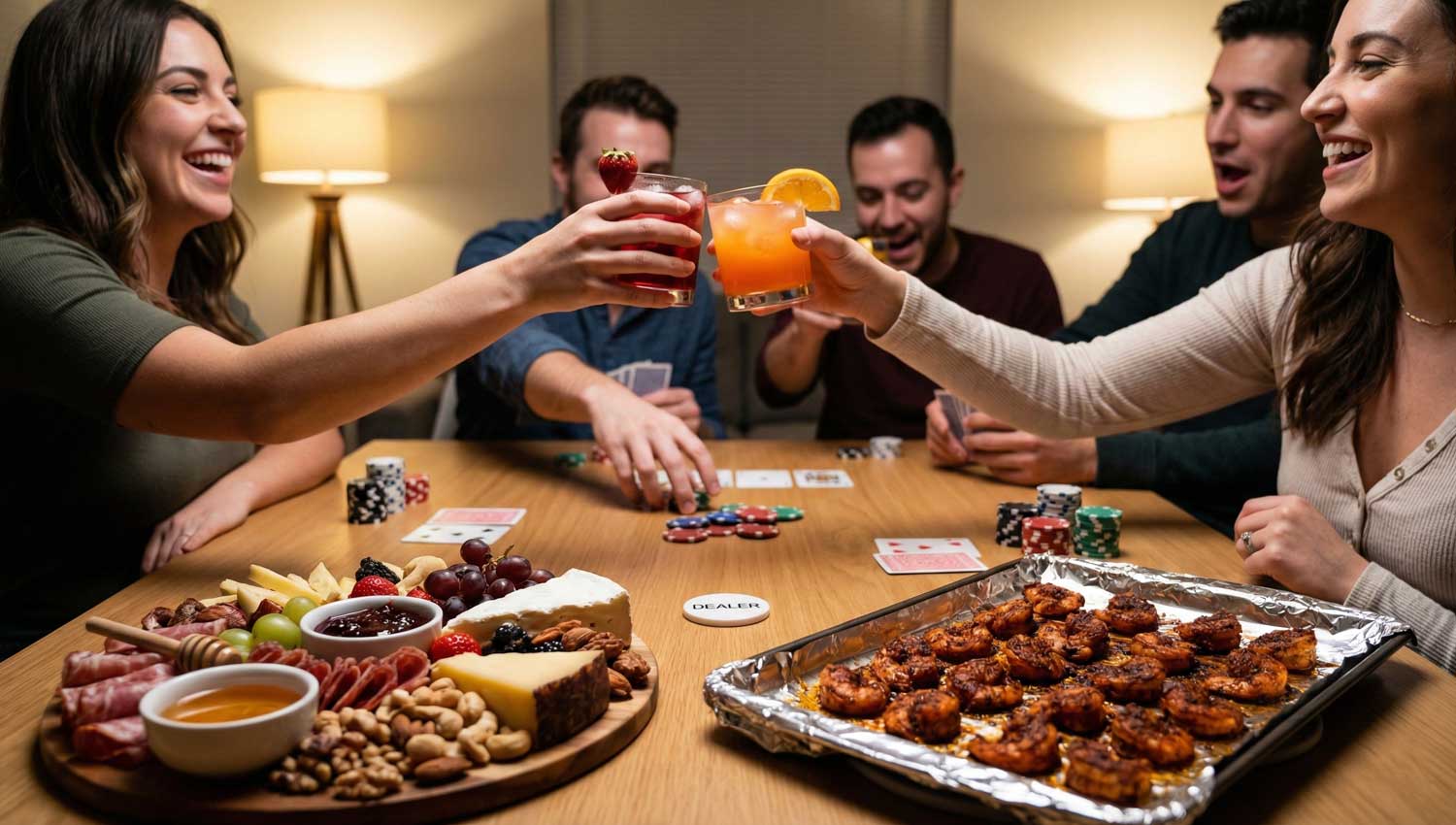 Charcuterie and savory snacks for adult game night gatherings